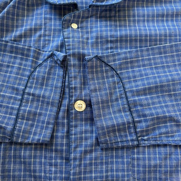Christian Dior Pyjama Top Adult S Blue Plaid Luxury Sleepwear Overshirt Resort‎ - Picture 6 of 11